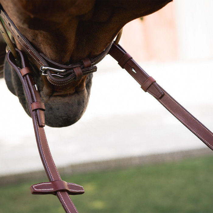 Raised leather contact reins