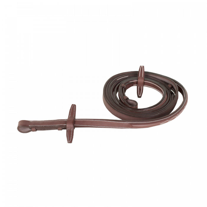 Raised leather reins with fancy stitching