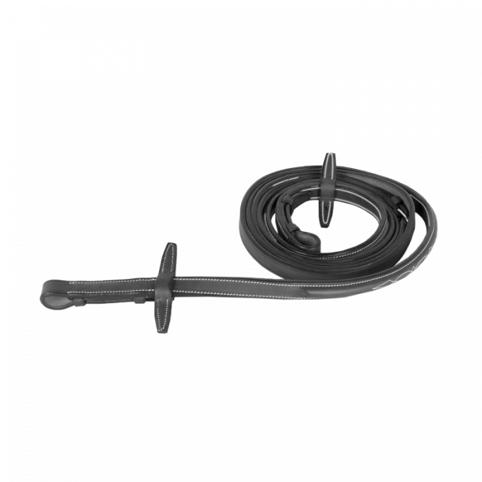 Raised leather reins with fancy stitching