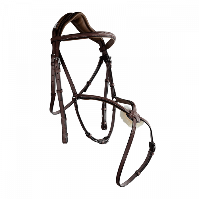 Anatomic figure 8 noseband bridle with fancy stitching