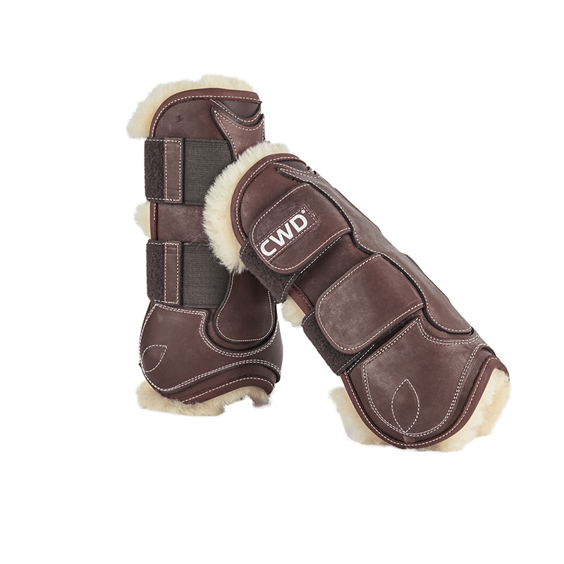 Velcro tendon boots with sheepskin lining