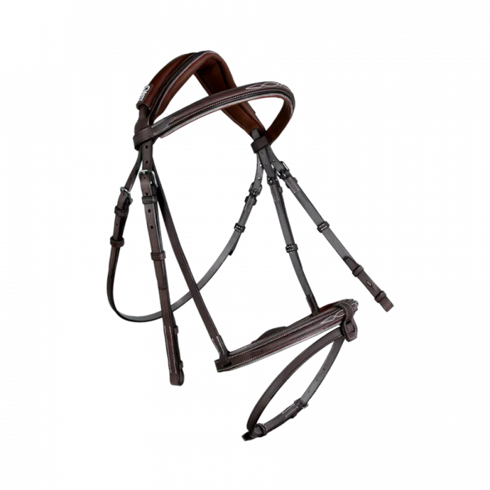 Anatomischer Trensenzaum mit englischem Reithalfter und Kontrastnaht Sport Color