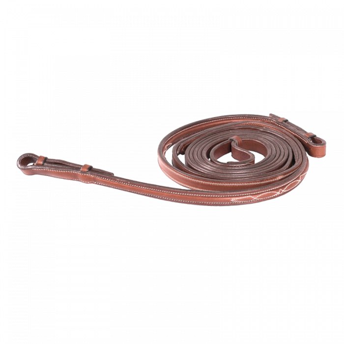 Raised dressage contact reins with fancy stitching - Factory second