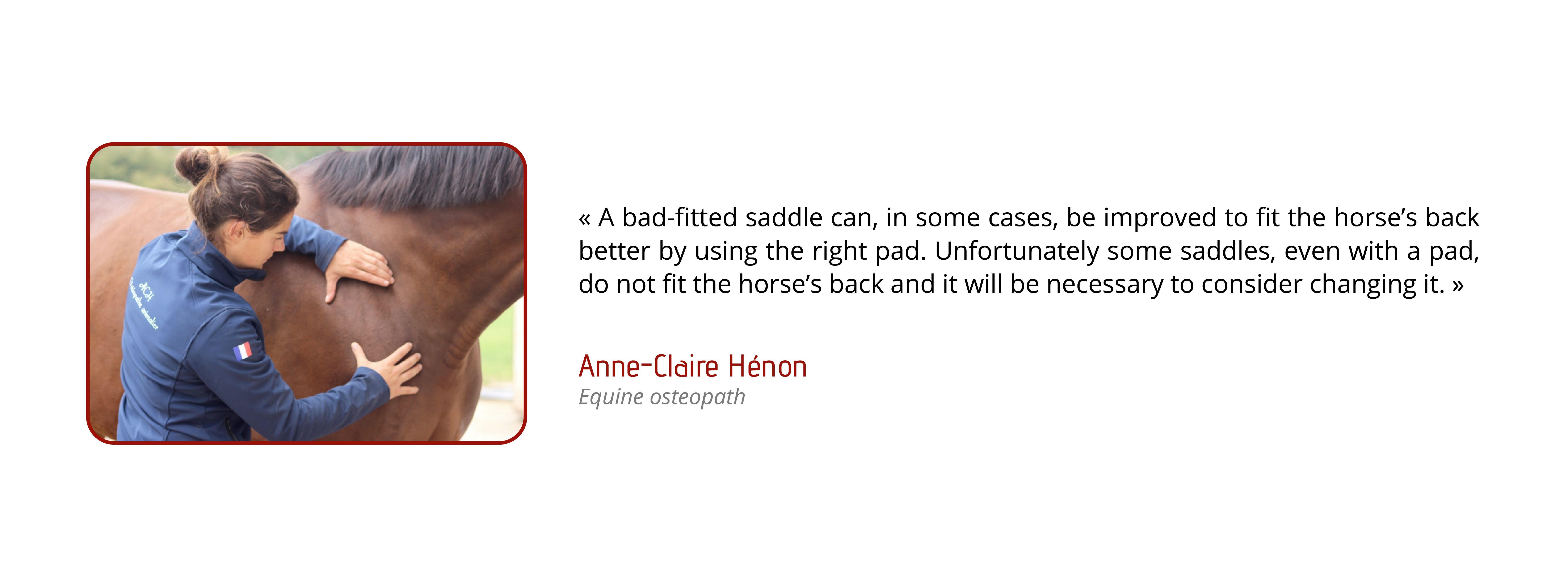 An improperly fitted saddle can, in some cases, be better fitted to the horse’s back by using the right pad. Unfortunately, some saddles, even with a pad, do not fit the horse’s back and it will be necessary to consider changing it.