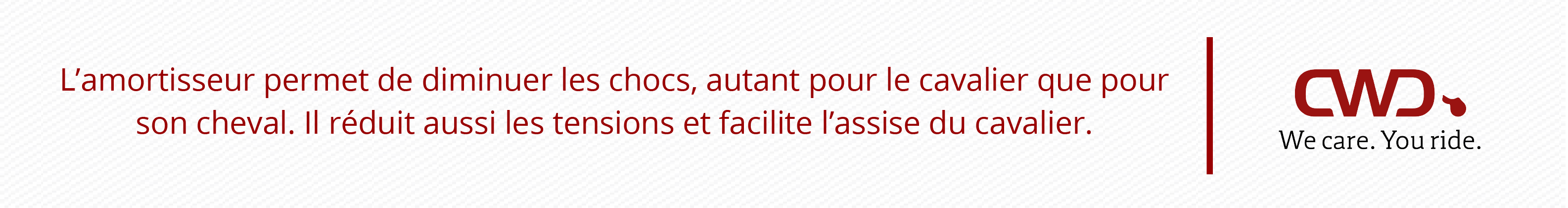 L'amortisseur permet de diminuer les chocs, autant pour le cavalier que pour son cheval. Il réduit aussi les tensions et facilite l'assise du cavalier.