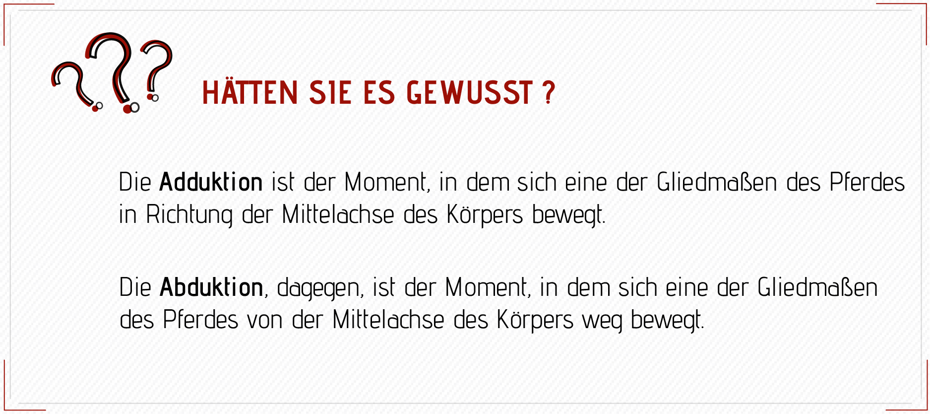 Erklärungen der Adduktions- und Abduktions bewegungen beim Pferd